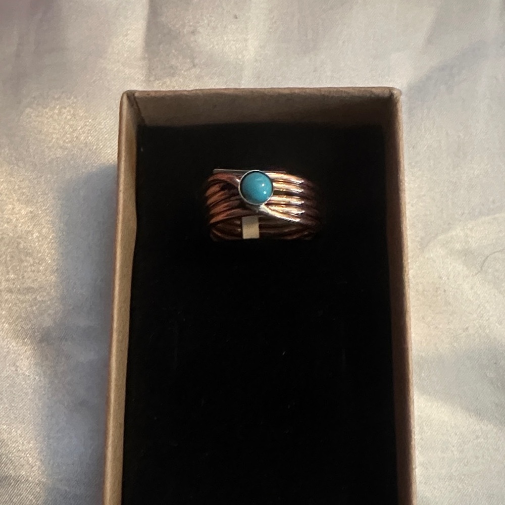 Copper and Kingman Turquoise Size 9 Ring